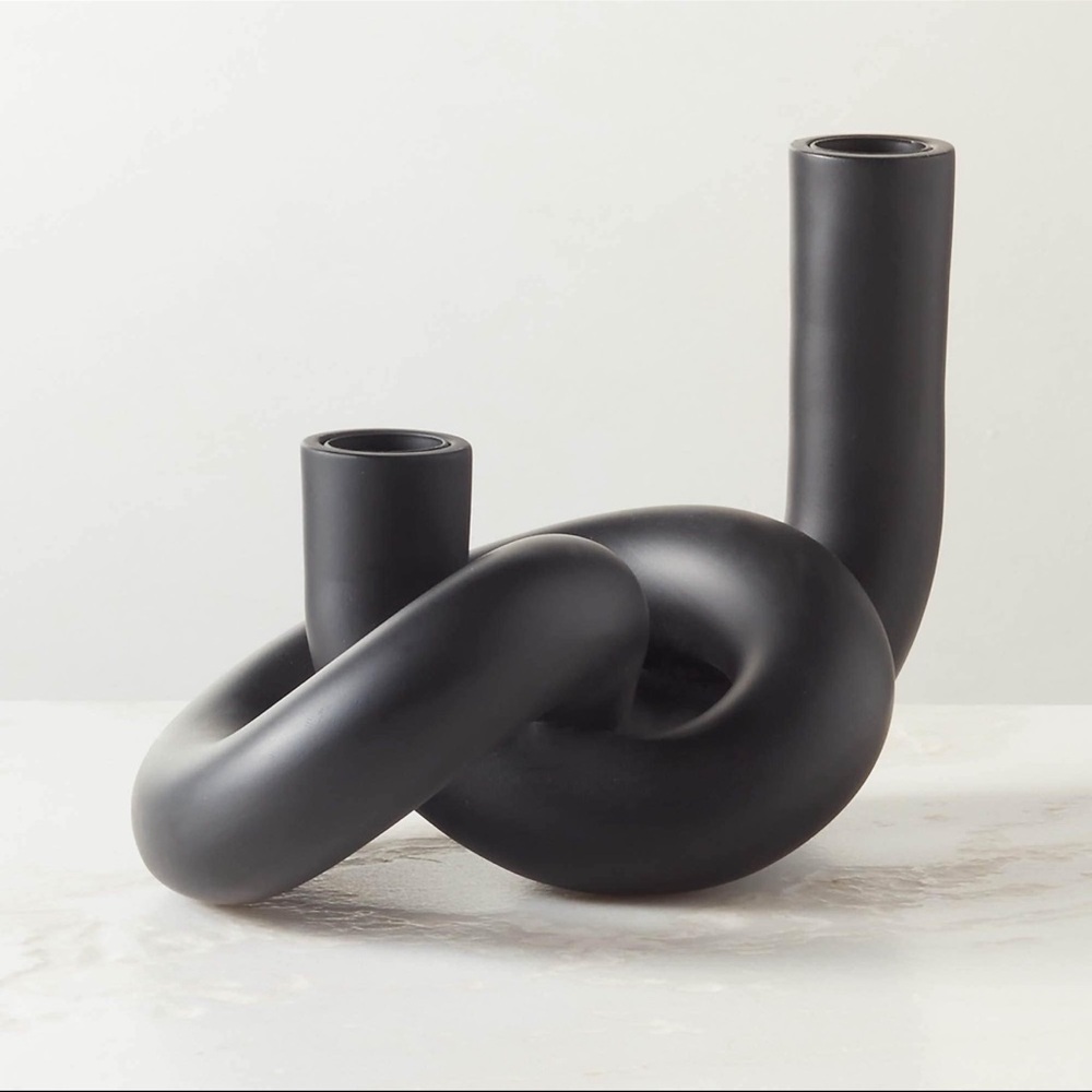 ISO: CB2 Asha Black Knotted Double Taper Candle Holder